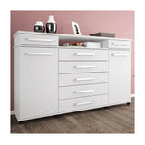Cômoda 2 Portas 7 Gavetas Paris Espresso Móveis Branco