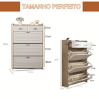 Armário Organizador de Sapatos com 3 Portas e 2 Gavetas