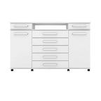 Cômoda 2 Portas 7 Gavetas Paris Espresso Móveis Branco