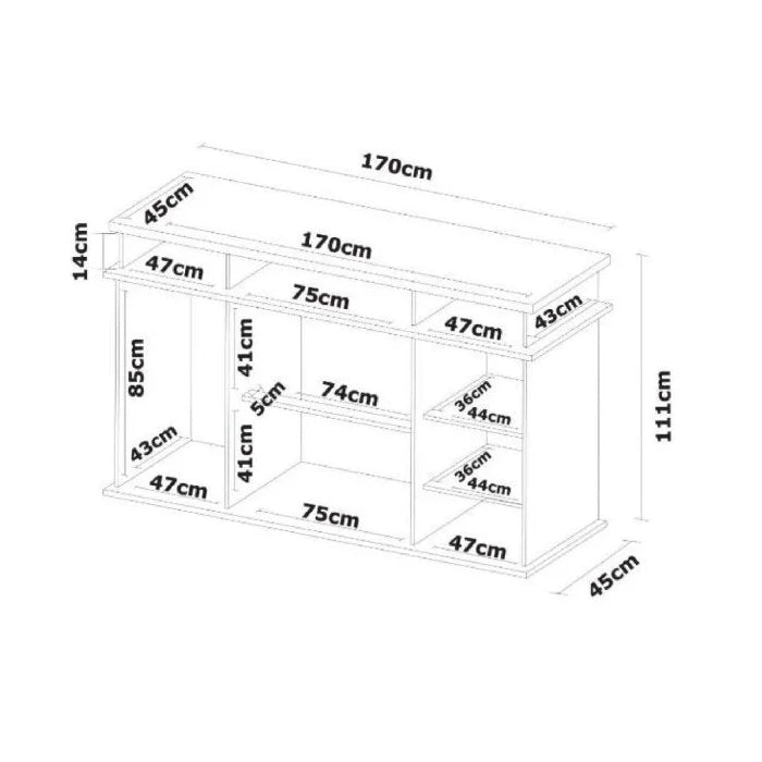 Cômoda 2 Portas 7 Gavetas Paris Espresso Móveis Branco