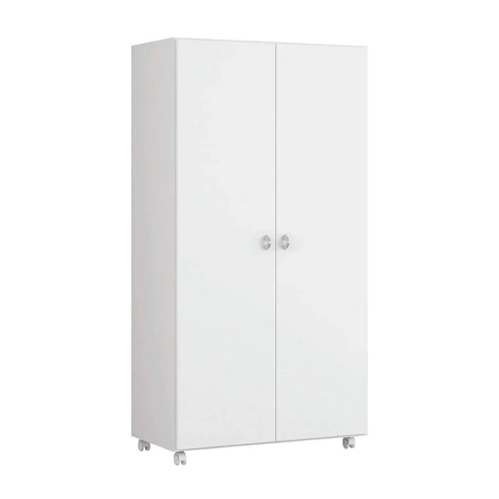 Armário Multiuso Alto 2 Portas com Rodízios e Nicho para Eletro - 100% MDF Branco [Organizador Universal]
