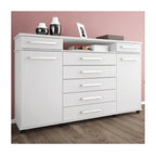 Cômoda 2 Portas 7 Gavetas Paris Espresso Móveis Branco